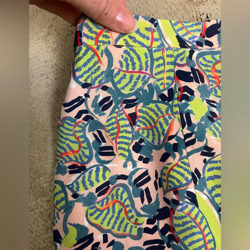 SALONI Women's Silk‎ Tropical Print Ruched Slit Skirt- Size 8 - Picture 4 of 8